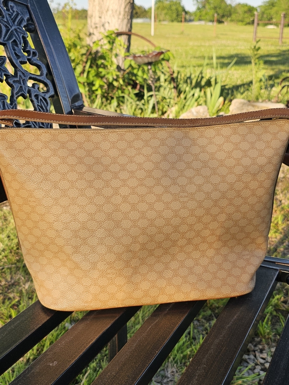Celine Tan Monogram Shoulder Bag Vintage Bag In Beautiful Condition - Picture 5 of 15